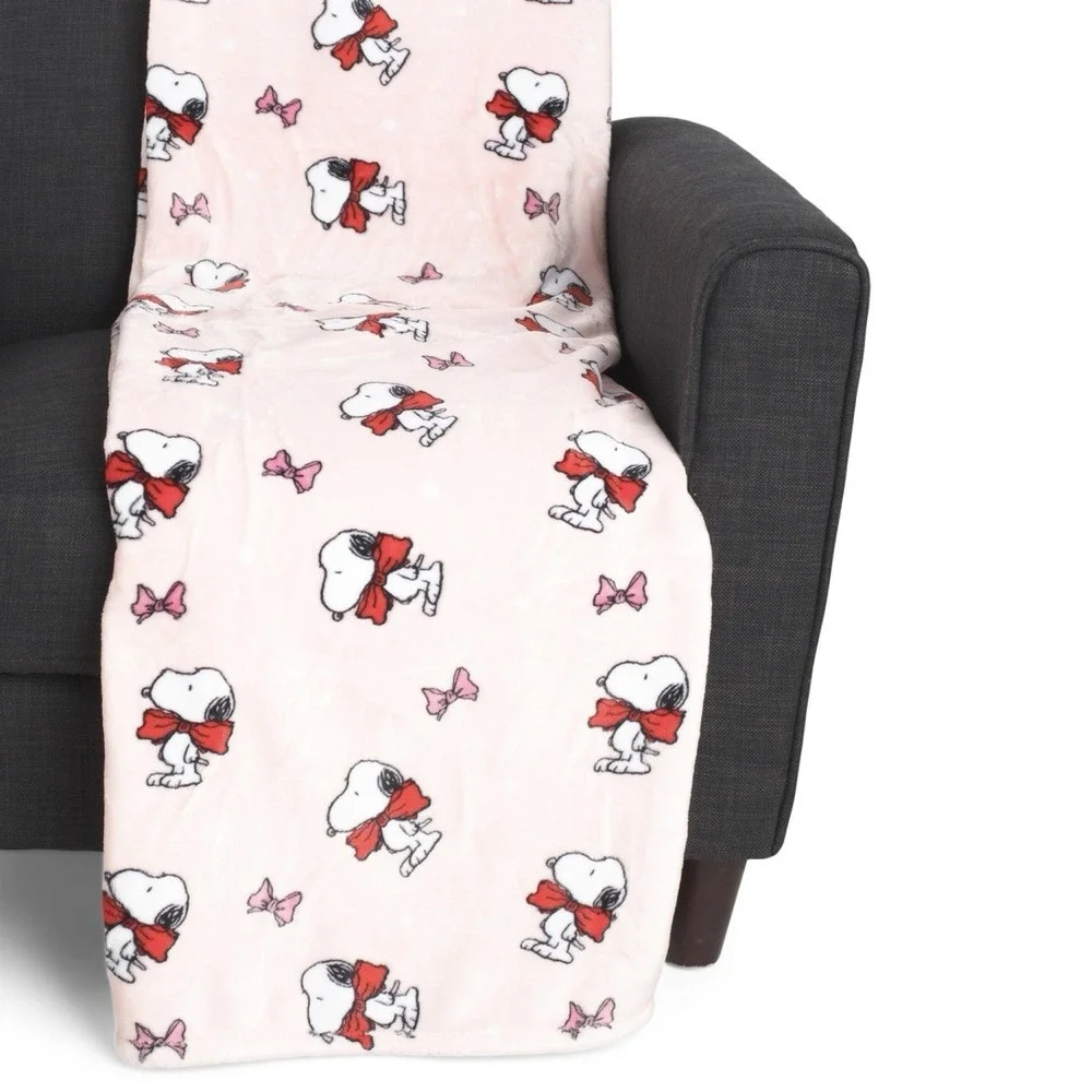Peanuts Snoopy Holiday Bows Christmas Berkshire Throw Blanket 60